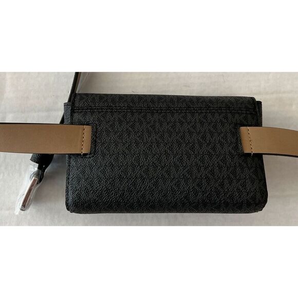 Michael Kors 556324C 006 Sz S/M Black Gray MK Logo Fanny Pack Waist Belt Bag - Picture 4 of 8